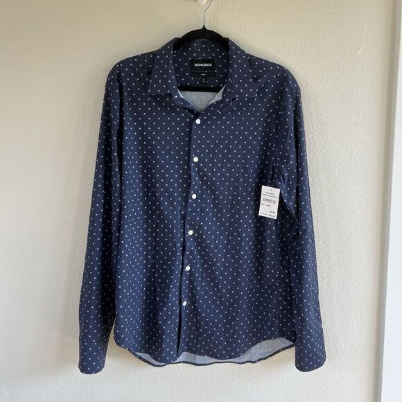 Bonobos Other - NEW Bonobos Slim Fit Button Up Shirt Men’s Large Dot Starry Sky Blue Purple
